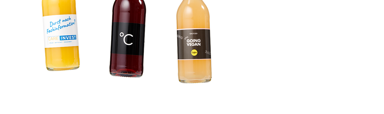 Flesje vruchtensap Appel-Gember met eigen etiket en logo bedrukking 25 cl.